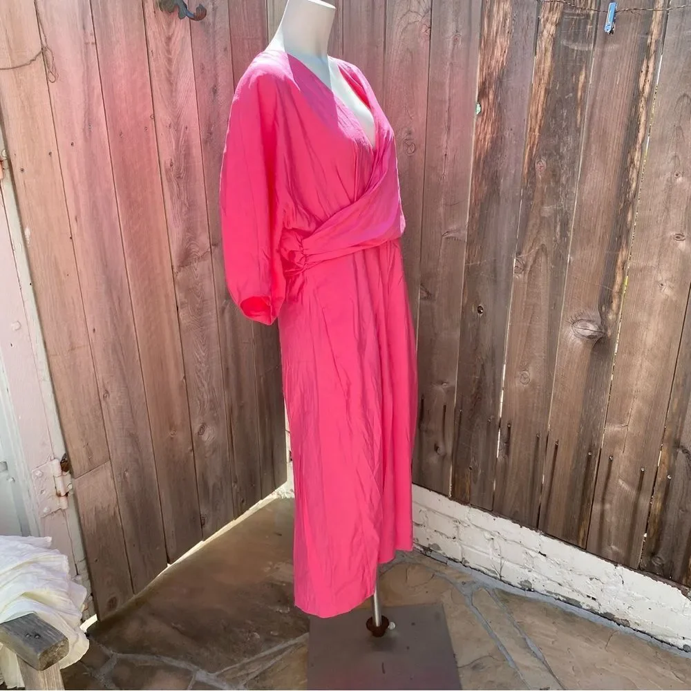 COS Pink A-Line Midi Dress with Dolman Sleeves size medium